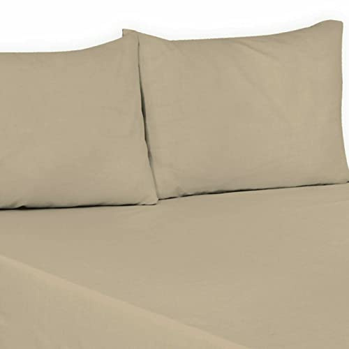 Flat Sheet Plain Dyed Polycotton Bedsheet Super Soft Easy-Care Bedlinen Non-iron Flat Sheets/Top Sheets in Single-Double-King-Super king (Beige, Super King)