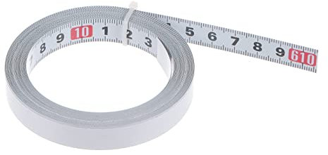sourcing map Self Adhesive Tape Measure 600cm Metric Left to Right Reading Sticky Measuring Tape Steel Workbench Ruler, White