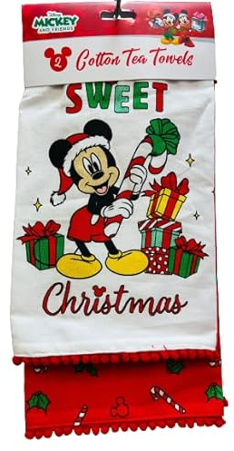 Divas World Disney Mickey Geschirrtücher, Baumwolle, 45 x 65 cm, 2 Stück