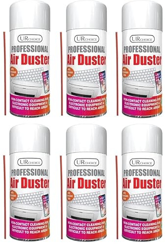UR CHOICE Compressed Air Duster Spray - 200ml Cleaner for Keyboards, Electronics & Laptops - Efficient Dust Removal with Extension Tube - Pack of 6