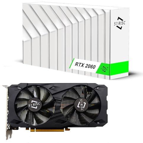 51RISC RTX 2060 Graphics Card, 6GB GDDR6 192-bit PCIe 3 x16 HDMI DisplayPort DVI Gaming Video Card for Desktop 1080p 2K AAA Games (RTX 2060 6GB)