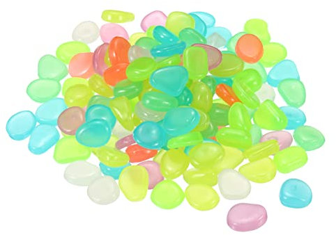 sourcing map Lot de 500 galets phosphorescents de 8 à 11 mm pour décoration dans le noir - Pierres lumineuses décoratives multicolores pour jardin, plantes en pot, aquarium