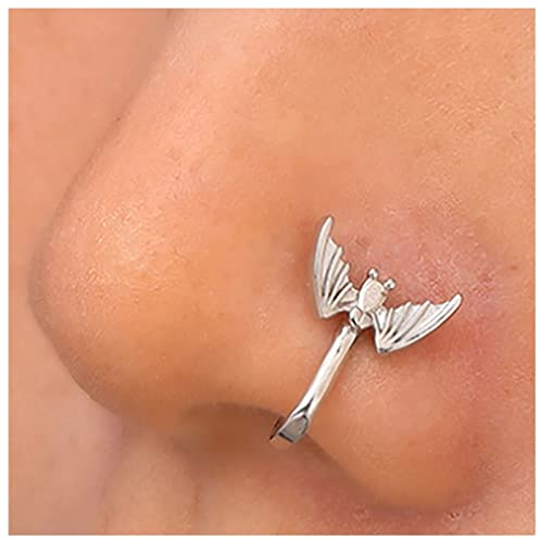 Cimenexe Punk Nasenring Silber Fledermaus Clip Auf Nasenring Vampir Fledermaus Non Piercing Nasenring Halloween Fledermaus Nasenring Hoop Schmuck Für Frauen Und Mädchen Geschenke