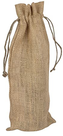 Hessian Wine Bag - Jute Bottle Bag with Drawstrings, Gift Bag for Wine and Prosecco Gifts Fits 750ml - Ideal Wine Carrier Bag for Birthdays, Weddings, Parties, Christmas (1 Pack)