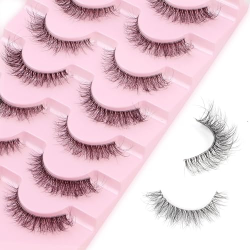 Parriparri Wimpern Cat Eye Flauschige Künstliche Wimpern Cateye Klares Band 7 Paar Wispy Cat Eye Lashes Natural False Eyelashes Fluffy Fake Lashes