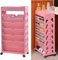 Mobiles Bücherregal,5-Tier Abnehmbar Kreatives Kinder Bücherregal,Faltbarer Aufbewahrungs-Organizer,Servierwagen Desktop Organizer Regal,Bodenstehende Bücherregale (Rosa, Doppelreihe mit Rädern)