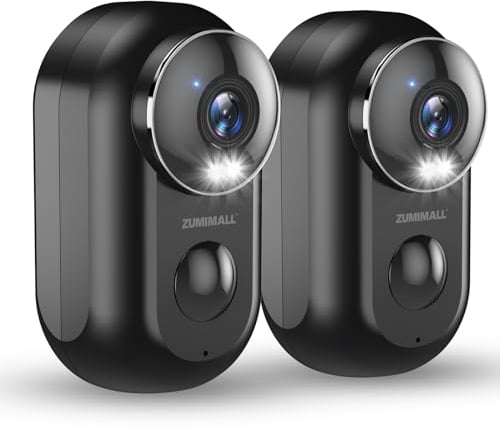 ZUMIMALL Überwachungskamera Aussen/Innen, 2 Pack WLAN Kamera Doppelständer mit Magnethalterung, kabellos, 3MP Farbe Nachtsicht/PIR-Erkennung/IP66 Wasserdicht/2.4G WLAN