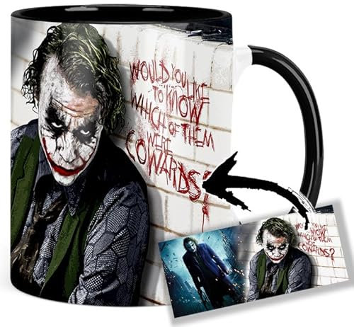 Batman The Dark Knight Joker Heath Ledger Tasse Innen & Henkel Schwarz Keramikbecher Mug