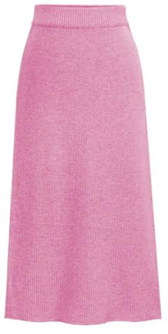 RWGSNB Jupe Mi-Longue Droite Fendue en Laine pour Femme, Rose Vif Jupe Crayon Moulante Élastique Taille Haute en Tricot Côtelé Jupe Longue pour Dames Filles Automne Hiver,XL