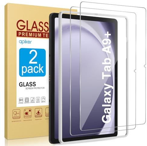 apiker Pellicola protettiva in vetro compatibile con Samsung Galaxy Tab A9 Plus, Galaxy Tab A9+, pellicola protettiva 2023 (11 pollici), con supporto per l'installazione del telaio, durezza 9H,