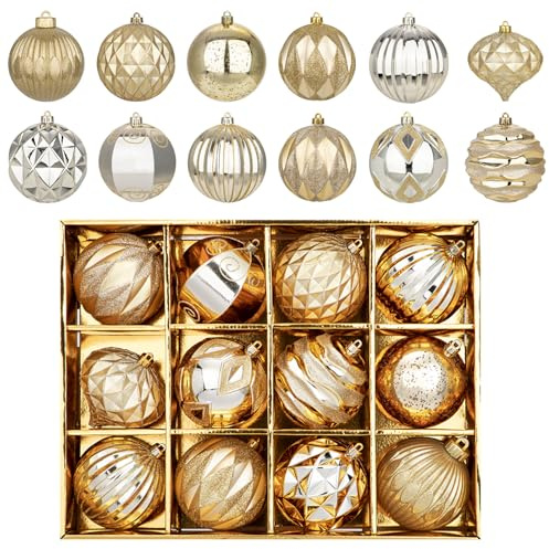 12er-Set 10cm Weihnachtskugel Großes Bruchsicheres Weihnachtskugel-Set eihnachtskugeln für Baumschmuck Weihnachtsbaum Kugeln Christbaumkugeln Weihnachtsbaum Deko, Weihnachtsbaumkugeln mit Aufhänger