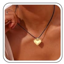 Inilbran Collier Ras Du Cou En Cuir Boho Collier Ras Du Cou En Cuir Noir Collier Ras Du Cou En Cuir Gothique Collier Court En Daim Noir Collier Coeur Bouffant En Or Bijoux Pour Femmes Et Filles