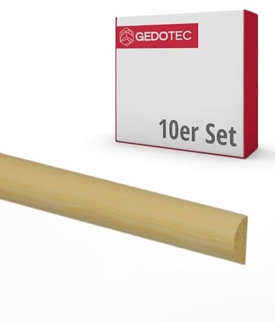 Gedotec Halbrundstab - Holzbretter zum bauen und basteln aus Nadel-Holz 100 cm | 10 Stück 15 mm | BASIC | vielseitige Zierleiste und Holz zum Basteln von verschiedenen Objekten | Holzleisten