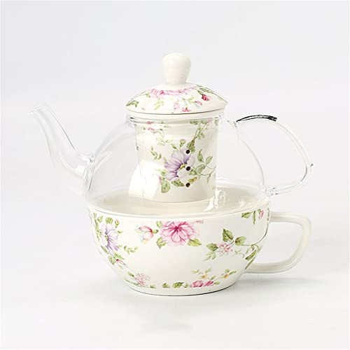 Tetera de rosa de vid, juego de tazas de tetera de la tarde inglesa, decoración del hogar para café, regalo de inauguración de la casa, luna llena