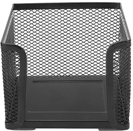 Zettelbox Schreibtisch Stifthalter Schwarz Metall Mesh Stiftebox 10 x 7,9 cm Desktop Zettelblock Schreibwaren Organizer für Arbeitstisch, Desktop