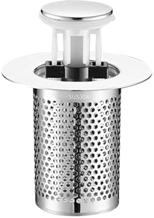 Filtro di Scarico per Lavabo Bagno, Filtro di Scarico a Pavimento in Acciaio Inossidabile, Tappo di Scarico per Lavandino Pop-Up con Cestello in Rete, per da Bagno (5CM)