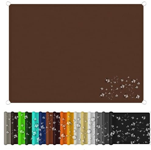 Toldo Vela Impermeable 2 x 2.5 m Impermeable Toldo Parasol Lona Protección Rayos UV Fácil de Colgar para Exteriores, Pergola, Jardín,Terrazas, Marrón