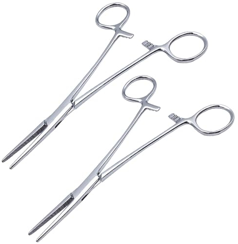 2 Pezzi Pinze per Piercing da 12.5cm Set, Pinze di Bloccaggio a Testa Dritta, Pinzette in Acciaio Inox con Design a Dente di Sega per Cucito Fine, Saldatura, Arte, Artigianato