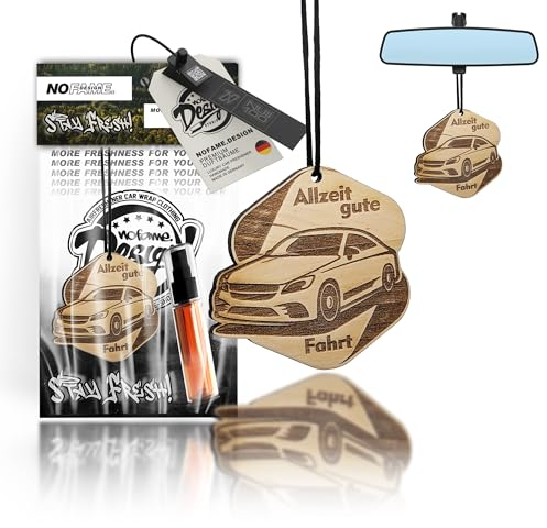 Auto Duftbaum Duft Lufterfrischer Holz | 10 Motive | Auto Aufhänger Diffusor | Luxus Duft Auto Parfüm | Geschenke für Männer Frauen | Inkl. 5ml Duftspray Girls Night (Fahr Langsam, Girls Night)