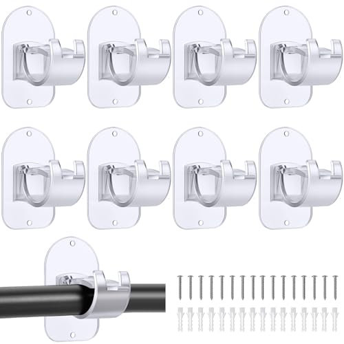 Gardinenstangenhalter ohne Bohren, selbstklebende Gardinenstangenhaken, kein Bohren, Kunststoff, mieterfreundlich, Gardinenstangenaufhänger (8 Stück, transparent)