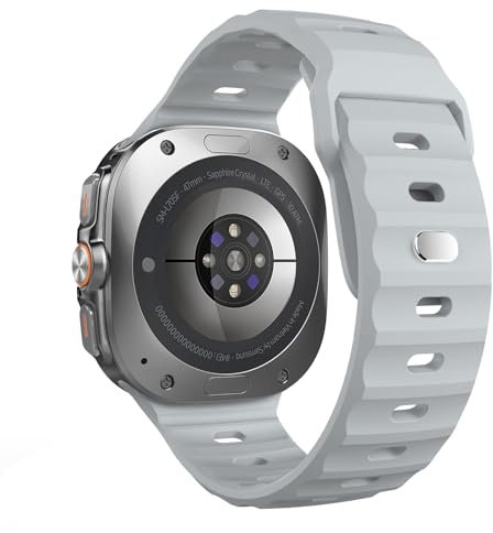 TiMOVO Correa deportiva Compatible con Samsung Galaxy Watch Ultra 47mm(2025/2024), Correa Ajustable de Silicona Suave con Hebilla de Acero para Hombre y Mujer, Gris claro