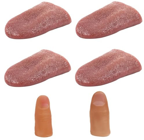 EHDWXVZM 4 Morceaux De Fausses Langues, 2 Morceaux De Faux Doigts, Jouets De Farces, Langues Artificielles, Accessoires De Performance, Jouets Amusants