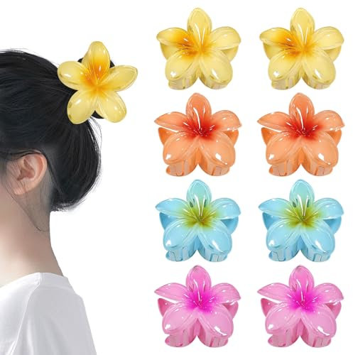 JASFLY 8 Pezzi Mollettone Fiore, 4 Colori Mollette Fiori per Capelli, Mollettoni Capelli Donna per Vari Tipi di Acconciature e Capelli Accessori