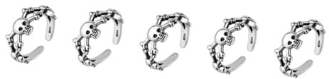 LIFKOME 5 Pièces Anneau De Crâne Bague Tête De Mort Démon Bagues Roses Décor Le Jour Des Anneaux Morts Bague Cool Motard Bague Ouverte Tête De Mort Anneau D'ouverture Femelle Cuivre Silver