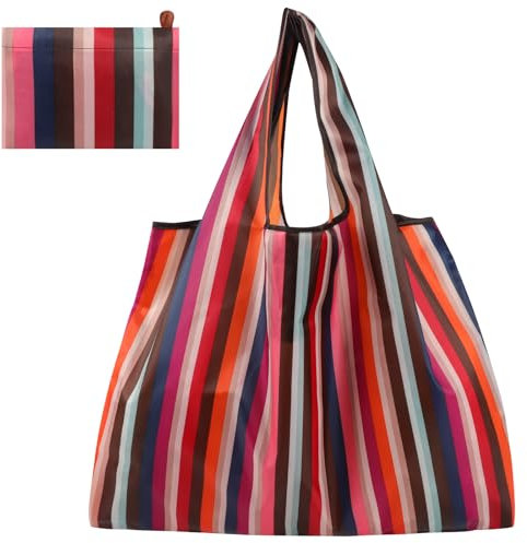 Runmeihe Wiederverwendbare Einkaufstaschen, große Kapazität Regenbogen Tote Einkaufstaschen, passt in die Tasche waschbar faltbar Eco Friendly Duty Shopping HandyBag (Multicolour Rainbow C)