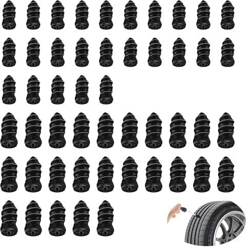 Yolev 50 Pcs Tire Repair Rubber Nail Tire Repair Nail Tire Repair Rubber Screws Vacuum Self Service Vacuum Tire Repair Nails with Screwdriver for Car Motorcycle ATV Tire Puncture Repair