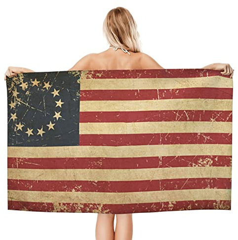 Tuch Bade Betsy Ross Aged Flache Flagge Badetuch Schnelltrocknend Saunatuch Pflegeleicht Fitnesshandtuch Für Sport, Wandern, Sauna, 80X130Cm