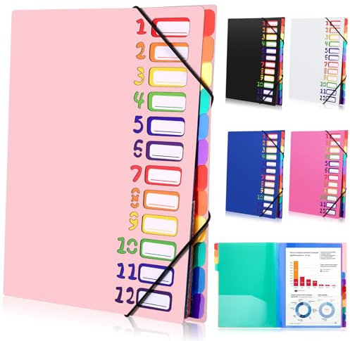 Tatxmalv Range Document Bureau A4, Classeur Extensible, Classeur à Documents à 12 Compartiments, Rangement Papier Administratif avec Élastique pour Documents de Bureau, Devoirs Scolaires (Rose)