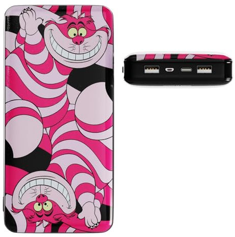 Disney Alice in Wonderland 10,000Mah Power Bank- Universally Compatible Portable Phone Charger Battery Pack w/USB Charging Port - Cheshire Cat Gifts for Women, Men, Teens and Kids