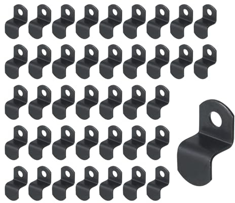 Mewutal 40pcs 3/8 Depth Flat Offset Canvas Clips Black Metal Photo Frame Clips with Screws Z Shape Mirror Clamps Heavy Duty Offset Mirror Clips for Picture Framing