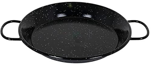 AC - Paellera Valenciana esmaltada - Fabricado en España - Apta para Gas, vitrocerámica, Cocina eléctrica y lavavajillas (Negro, Ø 28 cm)