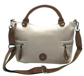 Beverly Hills Polo Club BH-4002 Handtasche, bequem und praktisch mit Seitentaschen und abnehmbarem und verstellbarem Schultergurt, Beige/Taupe