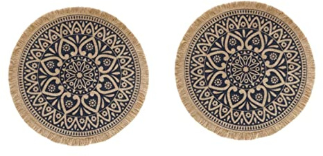 BESPORTBLE Runde Tischsets Aus Leinen Mit Jute Quaste - Boho Tischset Für Rustikale Bauernhäuser Und Cafés - 40 cm Durchmesser Ideal Für Stilvolle Kaffeetafeln