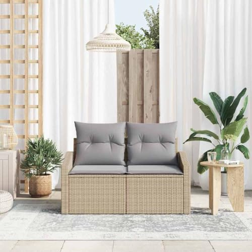 vidaXL Garten-Sofa mit Kissen 123 x 62 x 69 cm Poly-Rattan | Perfekt für jedes Wetter draußen, Super, um deine Outdoor-Sachen unterzubringen, Pepp deinen Außenbereich auf