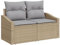 vidaXL Modernes Outdoor Sofa mit viel Stauraum Beige und Grau | Wetterfeste Kissen | Stilvolles und Bequemes Zweisitzer Sofa | Ideal für Balkone und Terrassen