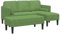 vidaXL Garten Sofa mit Bank und Kissen, L-förmiger hellgrüner Samt