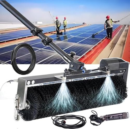 Limpia Placas Solares,Herramienta De Limpieza EléCtrica Con Panel Solar, Kit De PéRtiga TelescóPica De 3.5/5.5/7,5m Para Agua De La Casa, Cabezal Cepillo Rodillo 60cm, TuberíA Agua 10m ,3.5m