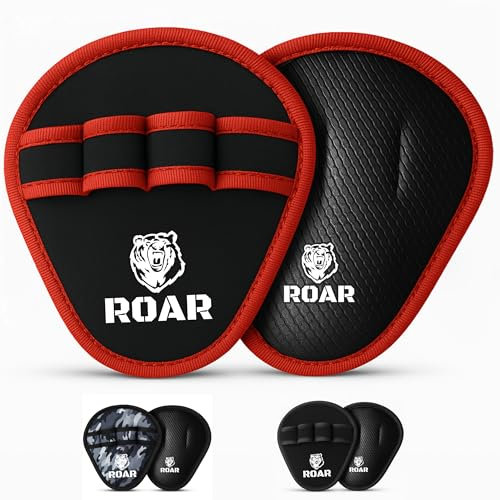 Roar® Gants de Gymnastique, Gym Bar Pad, Grip Power Pads, Gym Hommes et Femmes Fitness, Gants de Gymnastique (Rouge)