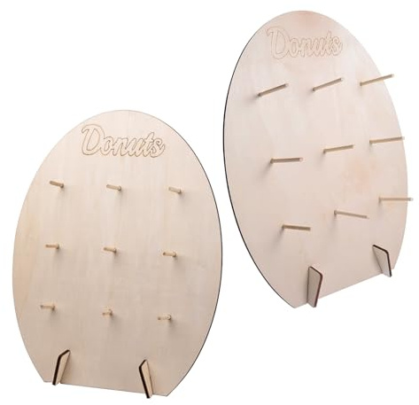 Lahviuu Donut Ständer, 2 Stück Holz Donut Wand Donutständer, 9 Löcher Donut Stand Donut Board für Hochzeit Geburtstagsfeier Süßigkeitenwagen und Party, 30x40 cm (Ausgehöhlte Buchstaben)