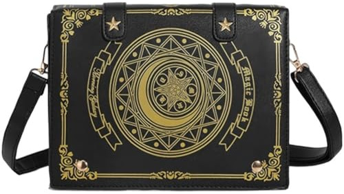 Hrippy Vintage Crossbody Geldbörsen Magic Book Shape Handtaschen Messenger Bag Tragetaschen Damen Y2k Gothic Schultertasche