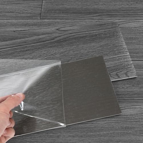 Peviasot PVC Bodenbelag Vinylboden Selbstklebend, 7.5m²/54 Stück Rutschfest Wasserfest, 91,44x15,24cm Dicke 2 mm Klebefliesen Boden Verschleißfest für Wohnzimmer Küche, Dunkelgrau