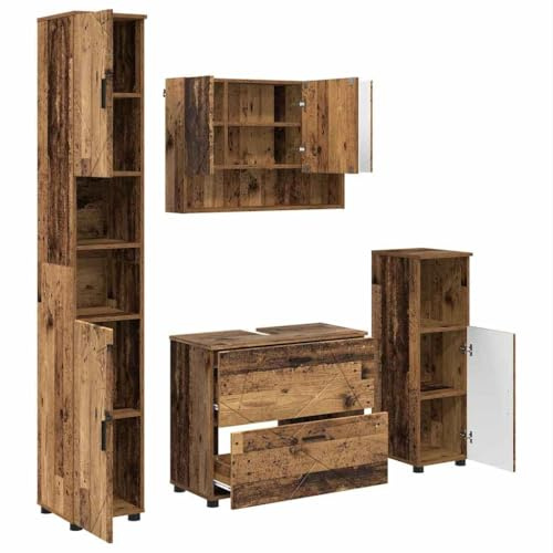 vidaXL Bathroom Furniture Set 4 pcs Old wood 30 x 35 x 192 cm,