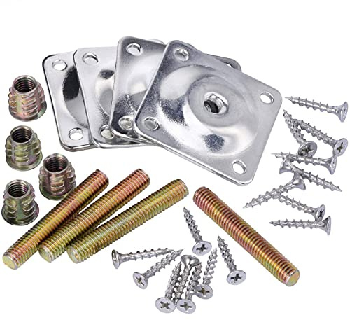 PURPLELILY 1 Set Screws Wood Connecting Iron Sheet Hardware Accessories Angled Legs Fixing Plate Bracket Furniture Table Feet Set Furniture Leg Attachment Plates Kit Hardware