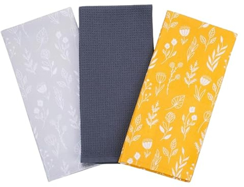 SiXsigma Sports Pack of 3 Tea Towels For Kitchen - Premium Cotton Decorative Kitchen Towel Linen for Cooking, BBQ, Baking & Dish Drying - Ideal For Women & Men (FY)