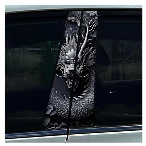 Autozubehör 2 Stücke Schwarz Blau Drachen Auto Center Säule Aufkleber Auto B Säule Scratch Abdeckung Aufkleber(TYPE A)