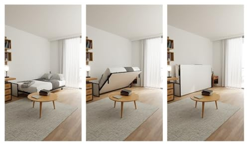 Wallbedking Klappbett Morphy Studio– Modulares multifunktionales SizeFlex- und TypeFlex-System, platzsparendes und erweiterbares Klappbett mit Sofa-Modulen (120x200, Horizontal)